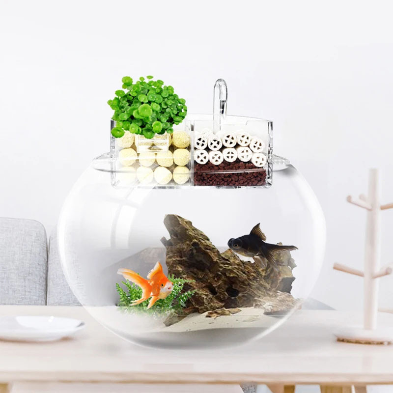 Round Fish Tank Top Filter Box Aquarium External Upper Silent Water ...