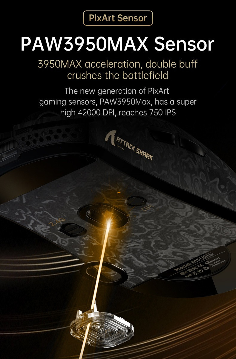 Attack Shark R11 Ultra Esports Mouse Carbon Fiber Wireless 3mode Nordic ...