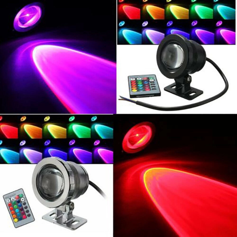 Waterproof RGB LED Flood Light Underwater Fountain Pool Pond Aquarium ...