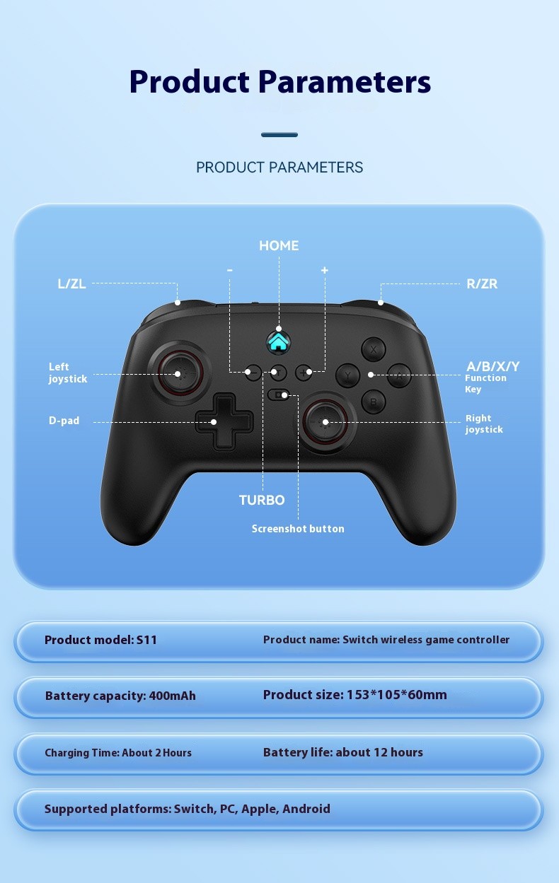 MSW Switch Pro Controller Wireless Gamepad PC Android iOS Joystick With ...