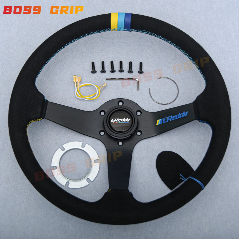 Greddy Suede Leather Steering Wheel 14inch JDM Sim Racing Sport ...