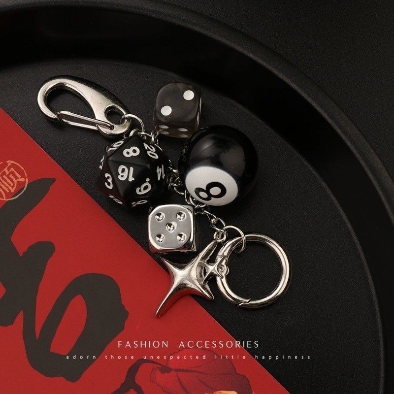 BeeSpring 2 Pcs 8 Ball Keychain Billiards Ball Keyring Creative Number Black Billiard Key Ring Key Chains Gift for Billiards Lover Accessories Sports Souvenirs (0.98in) at Women's Clothing store