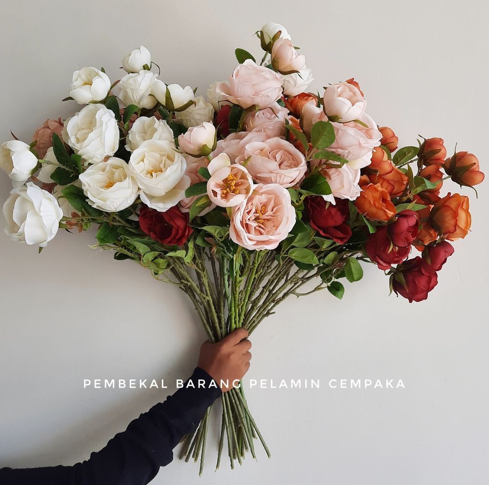 Artificial David Austin Rose English Rose 2 & 3 Head Silk Flowers for ...
