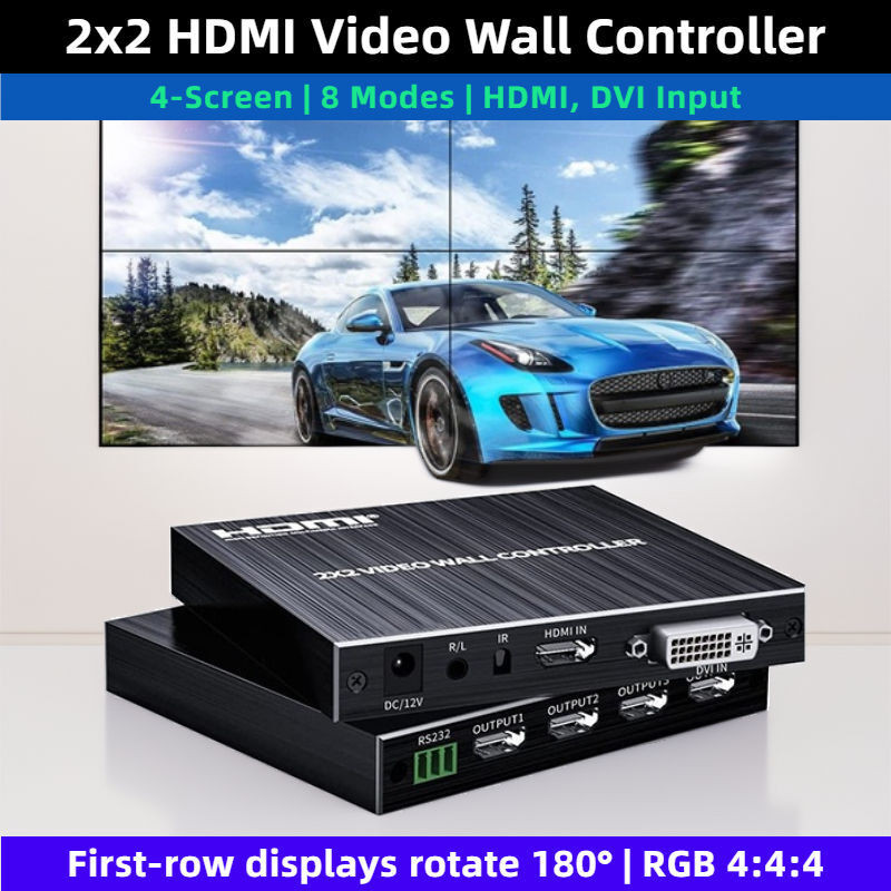 4-Screen HDMI DVI Video Wall Controller 2x2 1080P 60Hz Multi Video ...