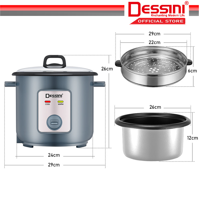 DESSINI ITALY 3.0L Electric Rice Cooker Non Stick Aluminium Inner Pot ...