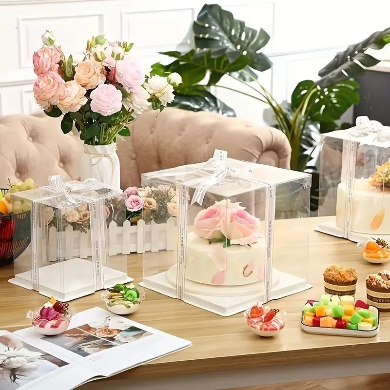 Birthday CakeBox Transparent Acetate Square Clear Cake Box Candy ...