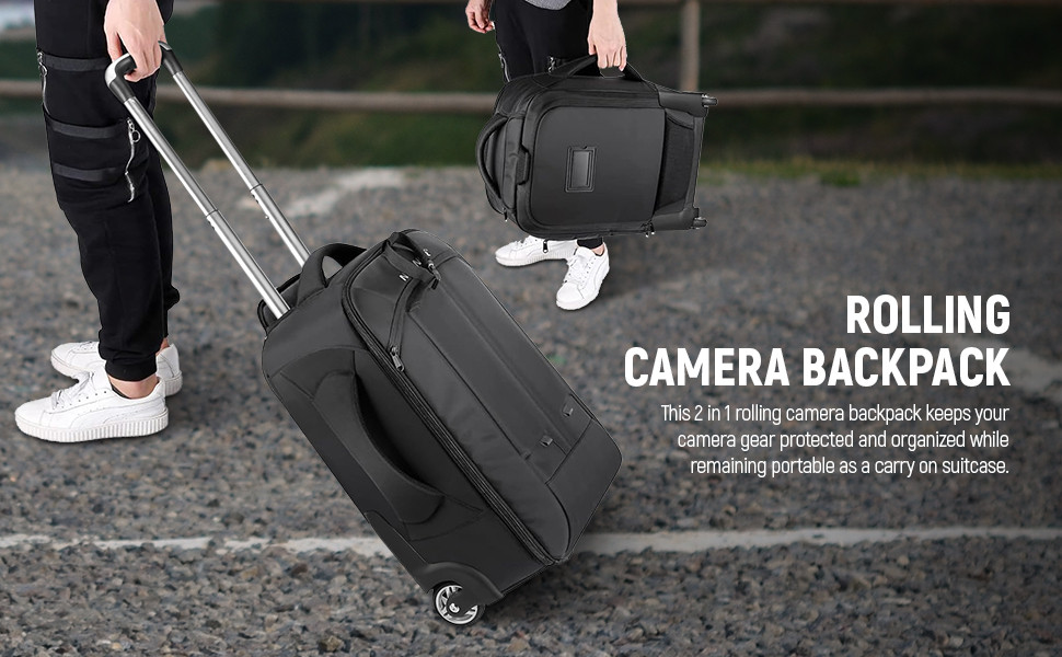 Neewer 2-in-1 Rolling Camera Backpack Trolley Case - Anti-Shock ...