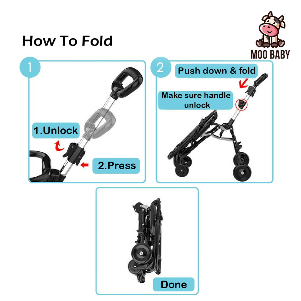 Moo Baby Stroller Foldable Stroller Seat Cushion Cover Ultra ...