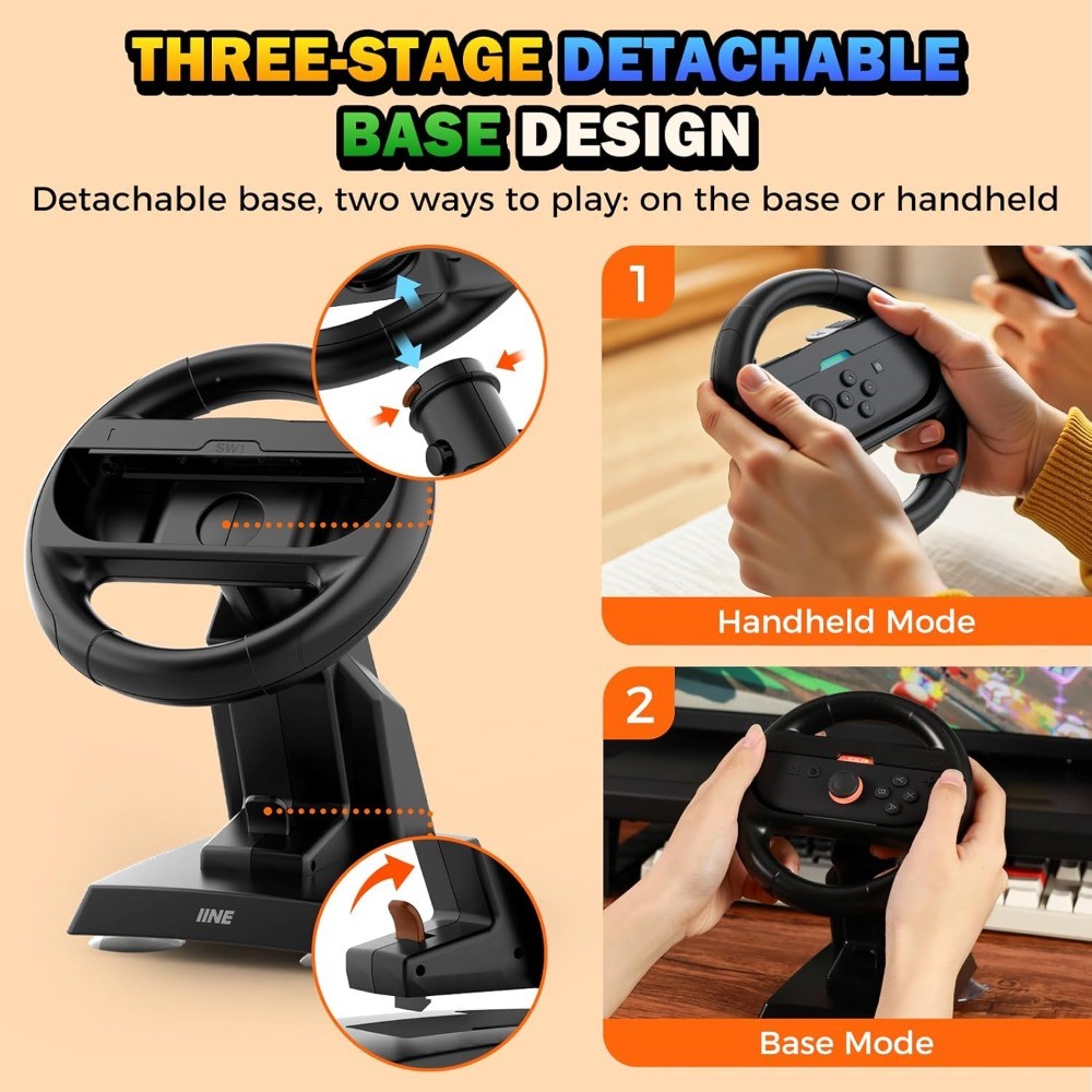 IINE Steering Wheel with Stand for Nintendo Switch & Switch 2 /OLED ...