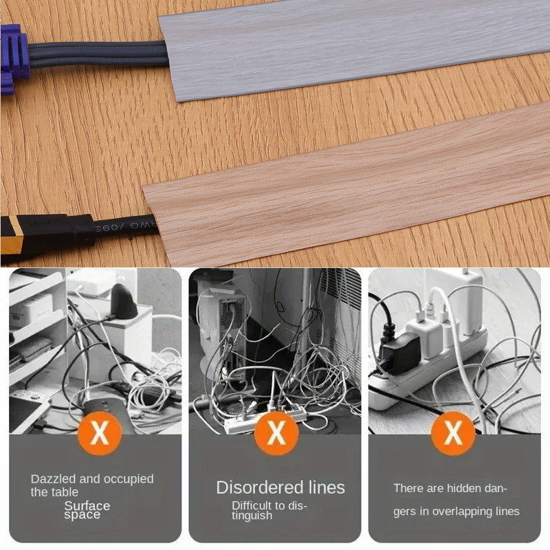 100cm Self Adhesive Wood Grain PVC Electric Wire Pressure Groove ...