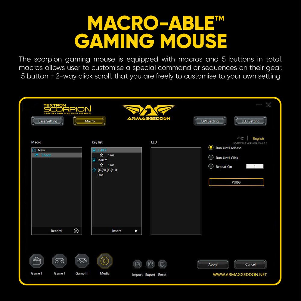 Armaggeddon Scorpion 7 Wired 12800 CPI RGB Gaming Mouse | 5 Button ...