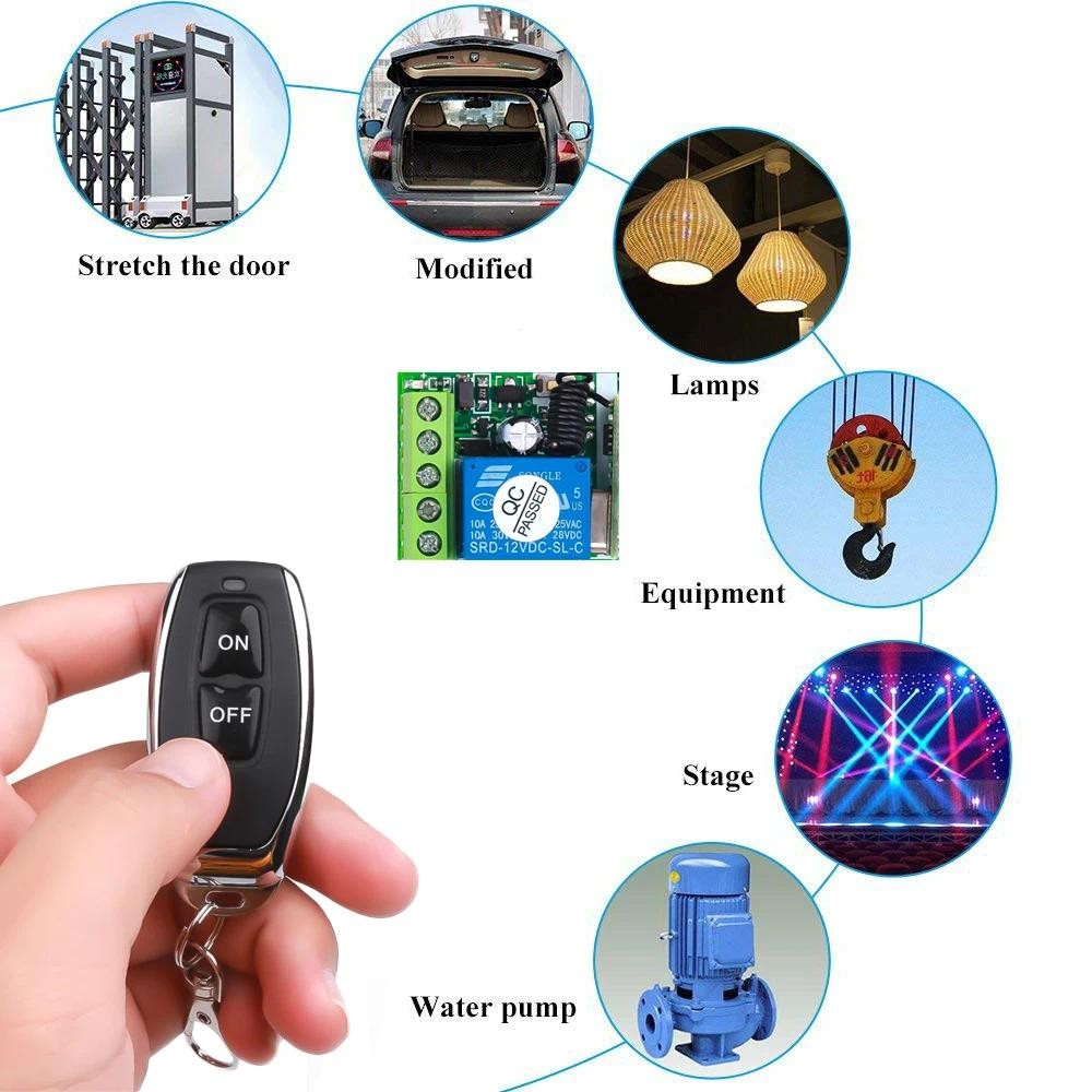 Universal 433MHz Wireless Remote Control Switch DC 12V 10A 1CH Relay ...