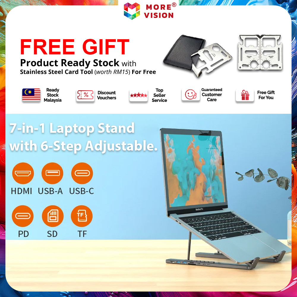 8 in 1 Laptop Stand with HUB Dock Foldable Adjustable Aluminum Alloy ...