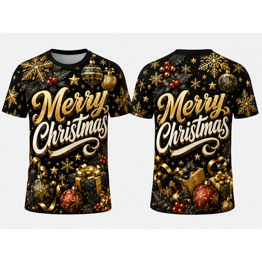 Merry Christmas T-Shirt Christmas 3D Graphic Tee Unisex Holiday Tee ...