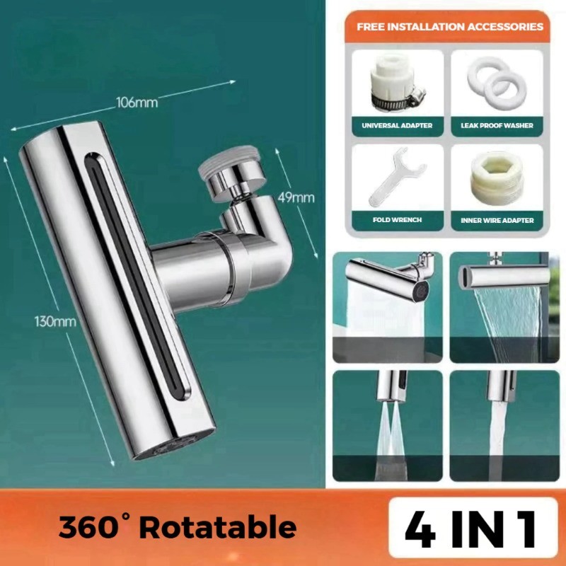 4 In 1 Rotation Waterfall Kitchen Faucet 4-Function Kitchen rotatable ...