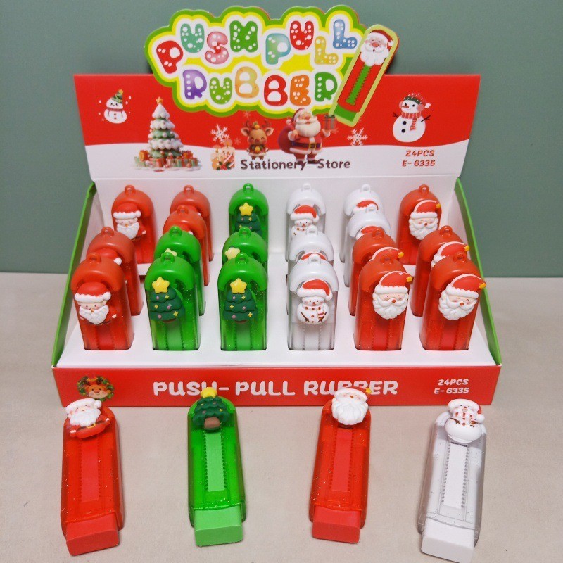 Christmas Cartoon Eraser Push Pull Rubber Clean Erasing No Dust ...