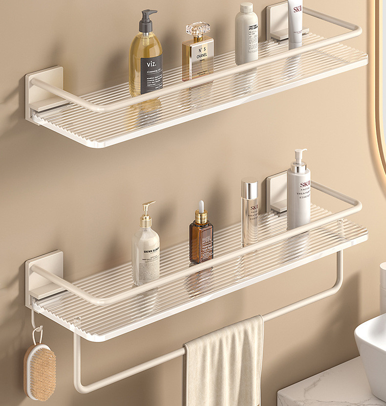 Milk White Bathroom Rack Toilet Washbasin Toilet Perforation-Free Wall ...