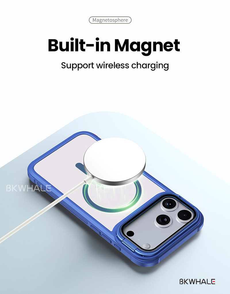BKWHALE Magnetic Stand Phone Case For iPhone 17 16 Pro Max iP 17Pro 15 ...