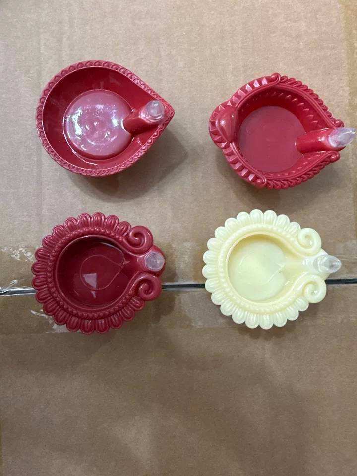 Deepavali Water Activated LED Diya, Four Red Decorative Lamp Styles ...