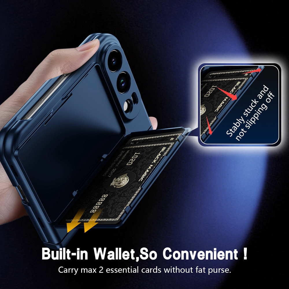 KEYSION Card Holder Fold Phone Case for iPhone Duo Hard PC Hinge ...