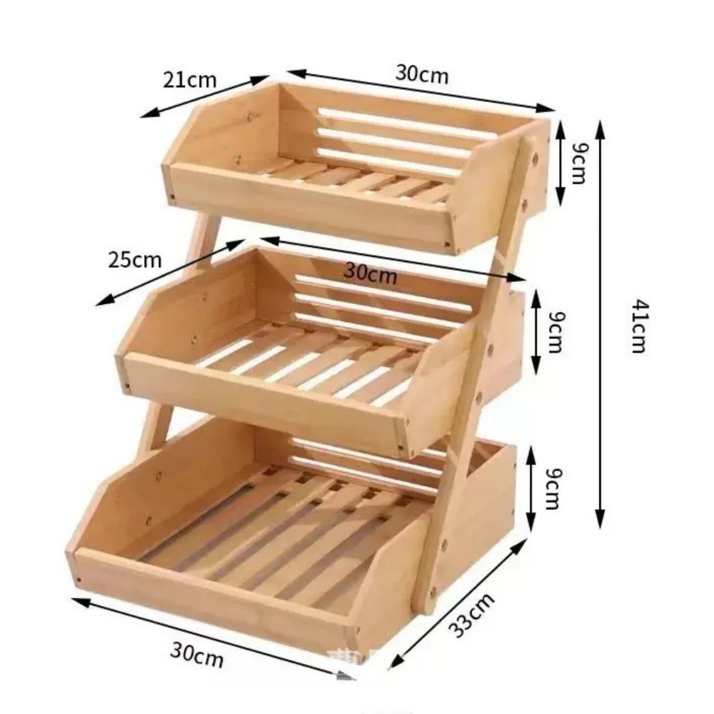 3 Tier Wooden Kitchen Storage Rack Multifunctional Vegetable Fruit ...