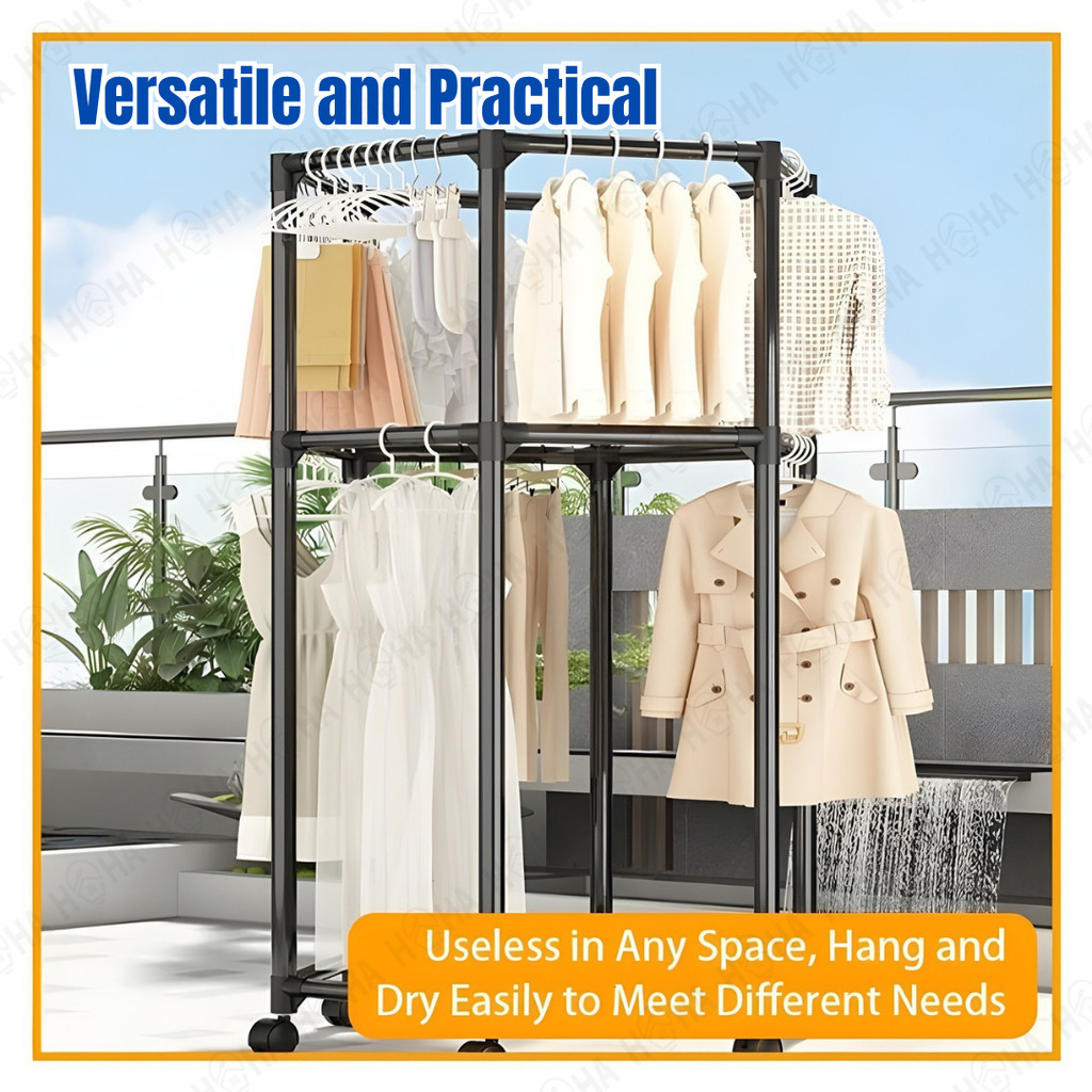 [360° Rotate] Multifunction Hexagon Clothes Rack Penyidai Baju Viral ...