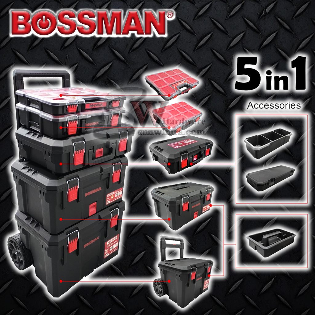 BOSSMAN HEAVY DUTY EASY STACK STORAGE BOX 5 IN 1 TOOL BOX HEAVY DUTY # ...