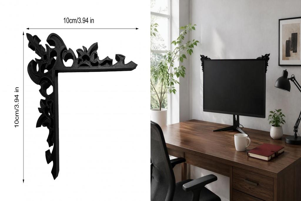 AM| 2Pcs Gothic Monitor Frame Decor, 3D Printed Snap On Design, No ...