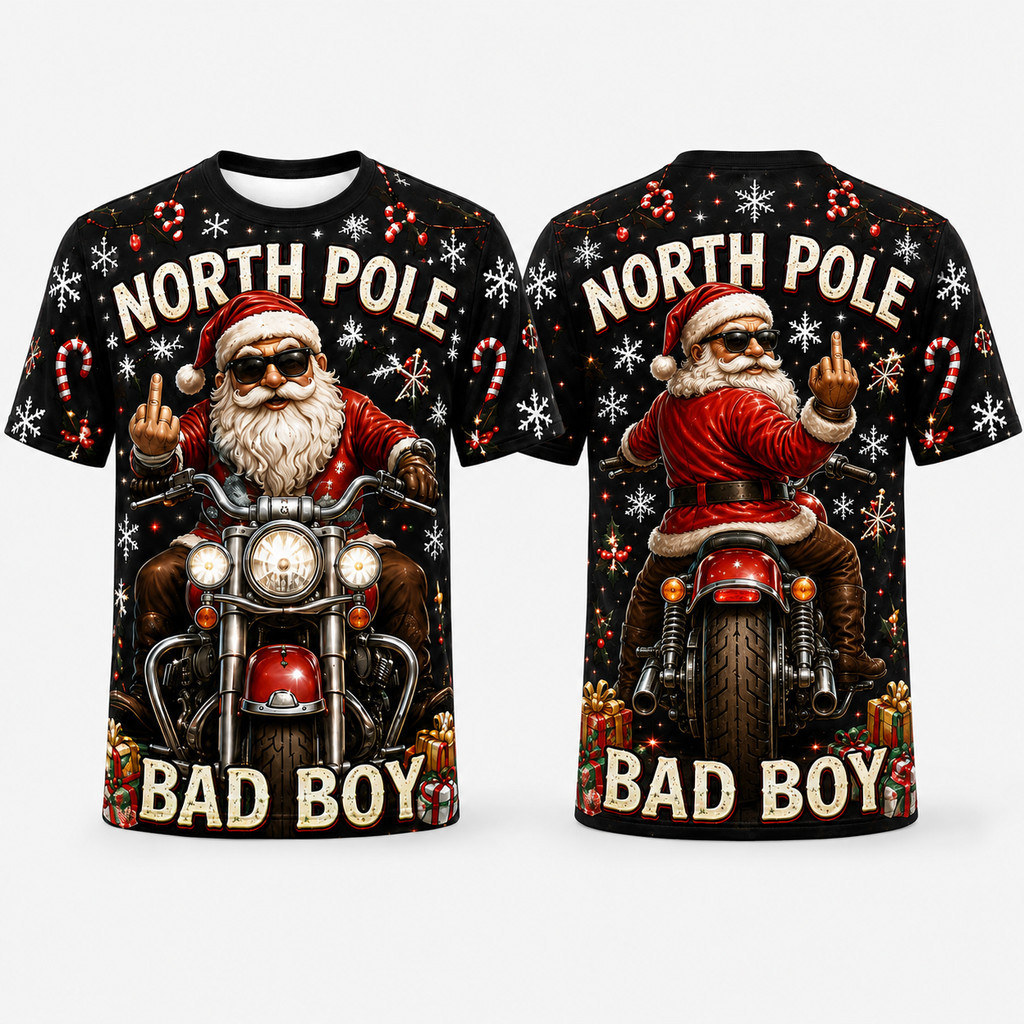 Christmas T Shirt Funny Santa Graphic Tee Unisex Plus Size Holiday ...
