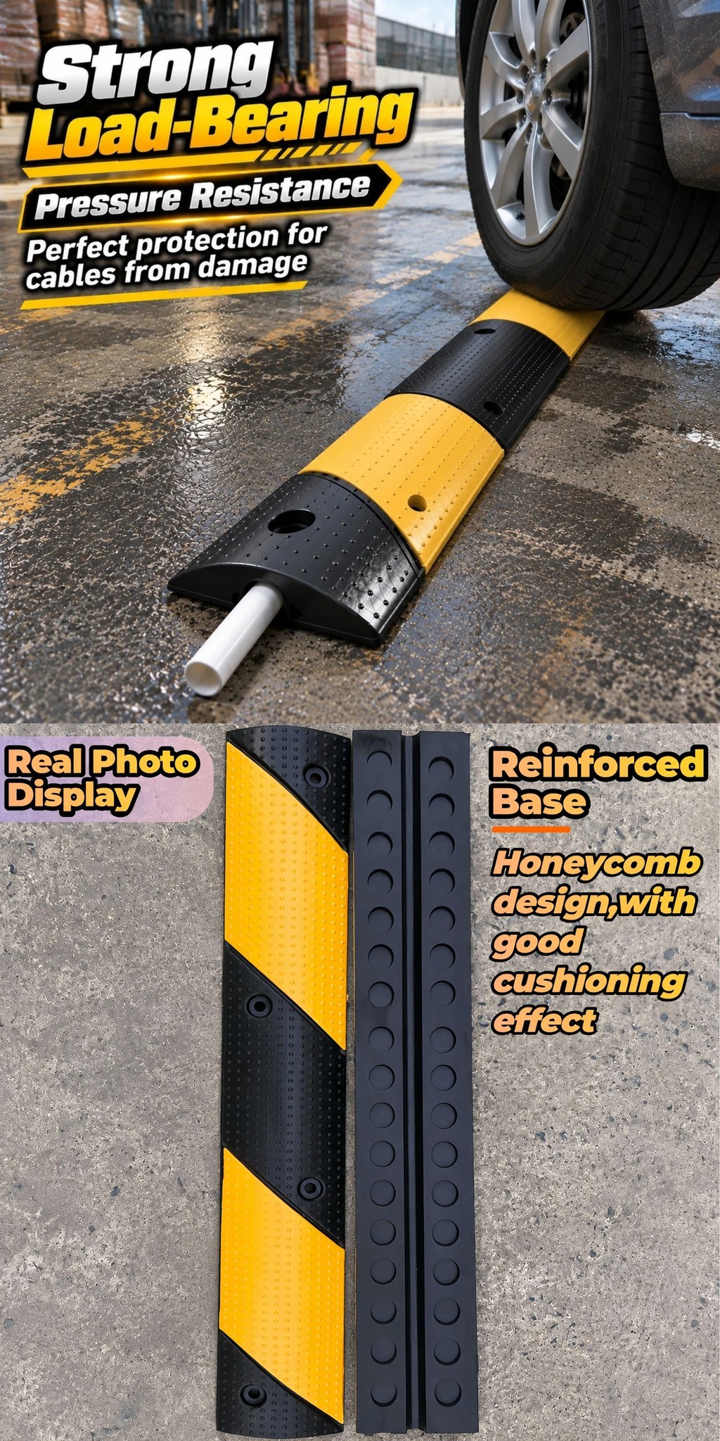 Rubber Speed Bump Cable Pipe Hose Protector Ramp Heavy Duty Cable ...