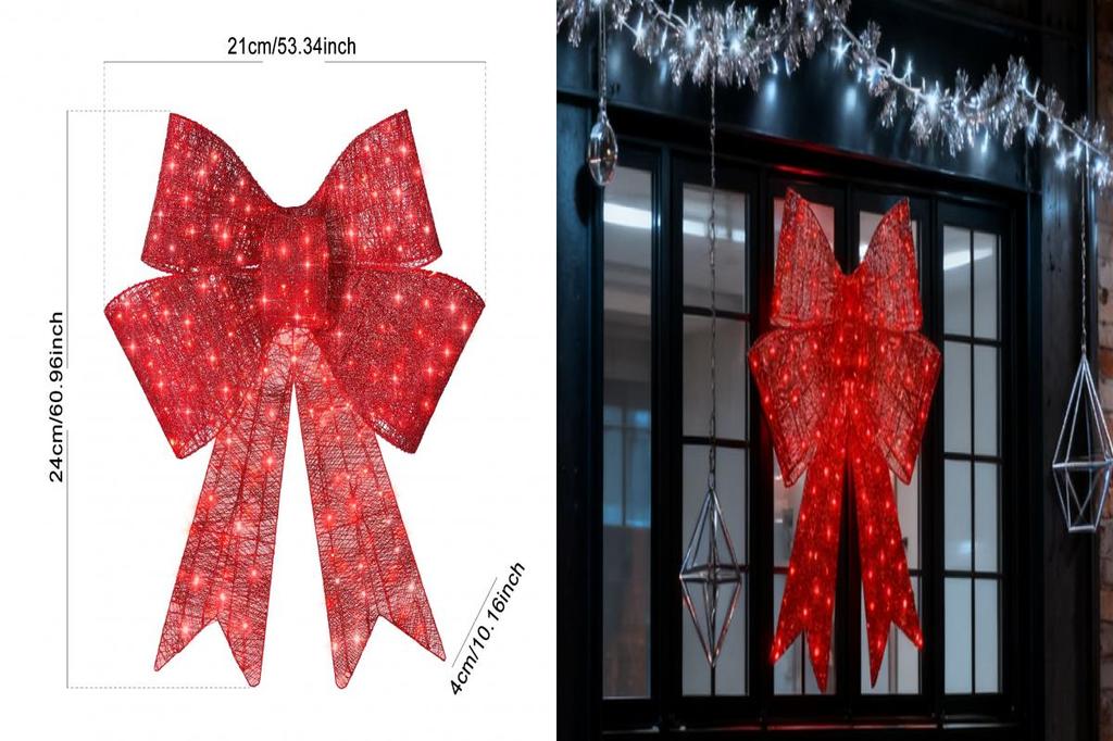 Holiday Light Show Bow Decoration Red Led Holiday Bow Outdoor Led ...
