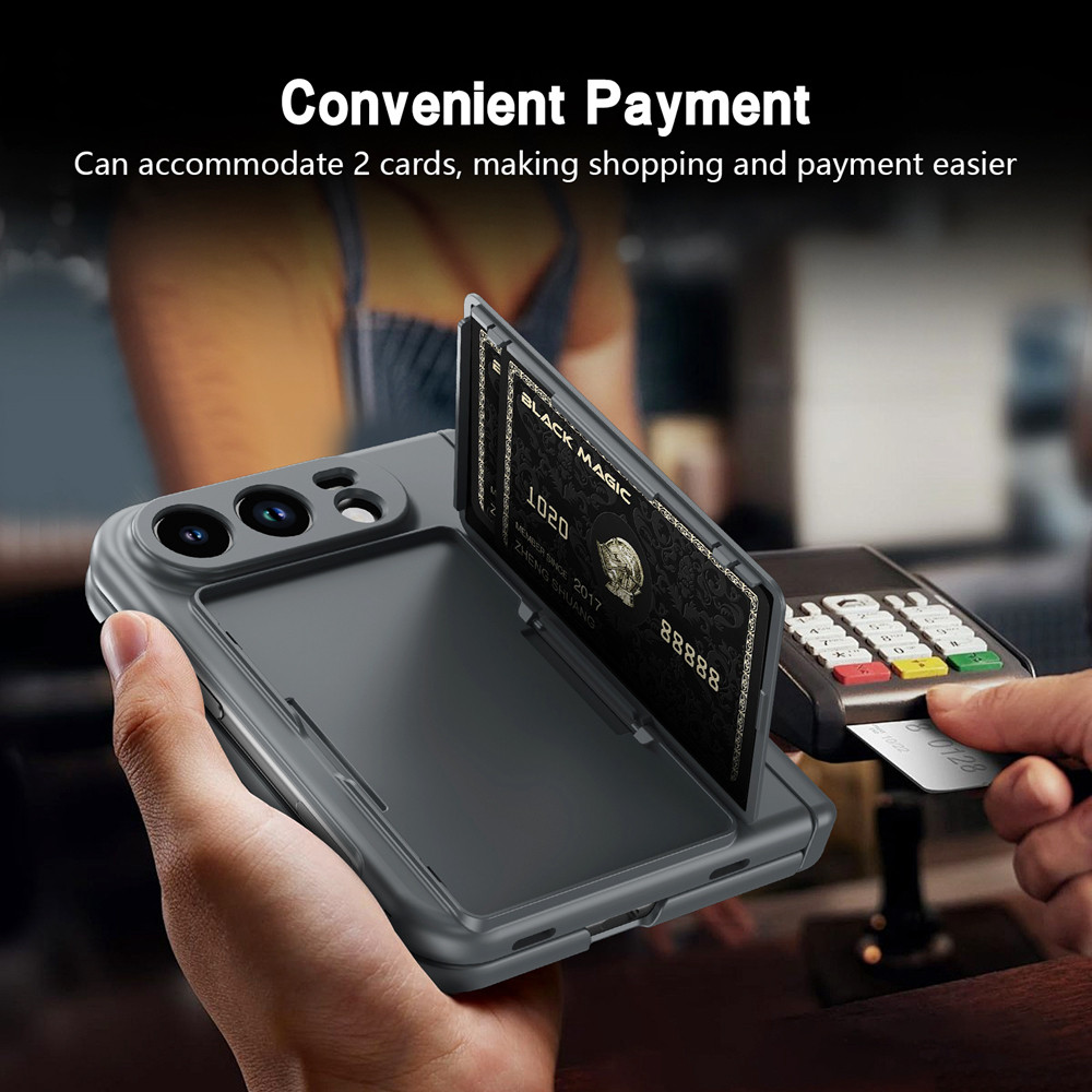 KEYSION Card Holder Fold Phone Case for iPhone Duo Hard PC Hinge ...