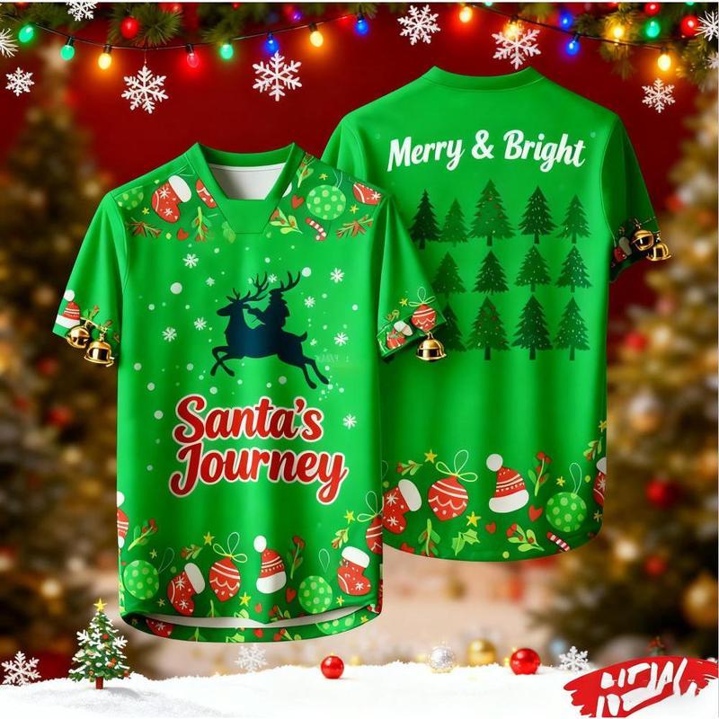 Full Sublimation Christmas T‑Shirt Double Sided Print Xmas Graphic Tee ...