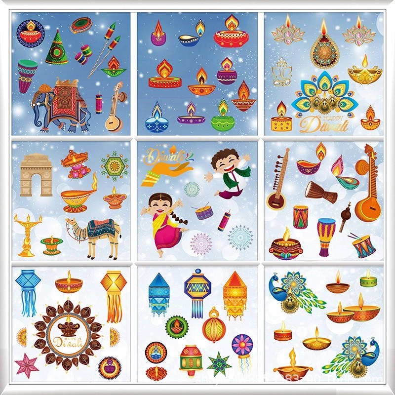 2026 Happy Diwali Deepavali Decor Festival Window Glass Decoration ...