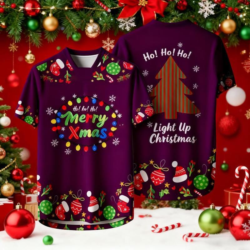 Full Sublimation Christmas T‑Shirt Double Sided Print Xmas Graphic Tee ...
