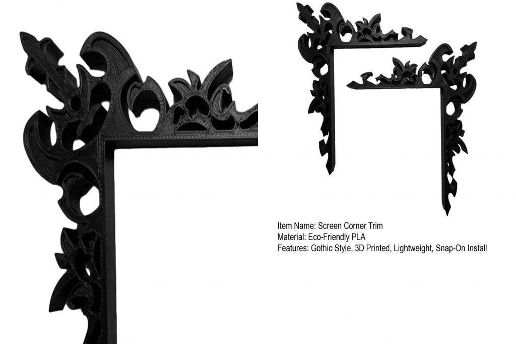 AM| 2Pcs Gothic Monitor Frame Decor, 3D Printed Snap On Design, No ...