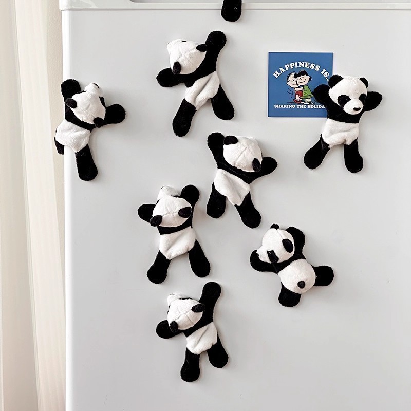 Cute Plush Panda Magnetic Refrigerator Stickers Toy Creative Magnetic ...