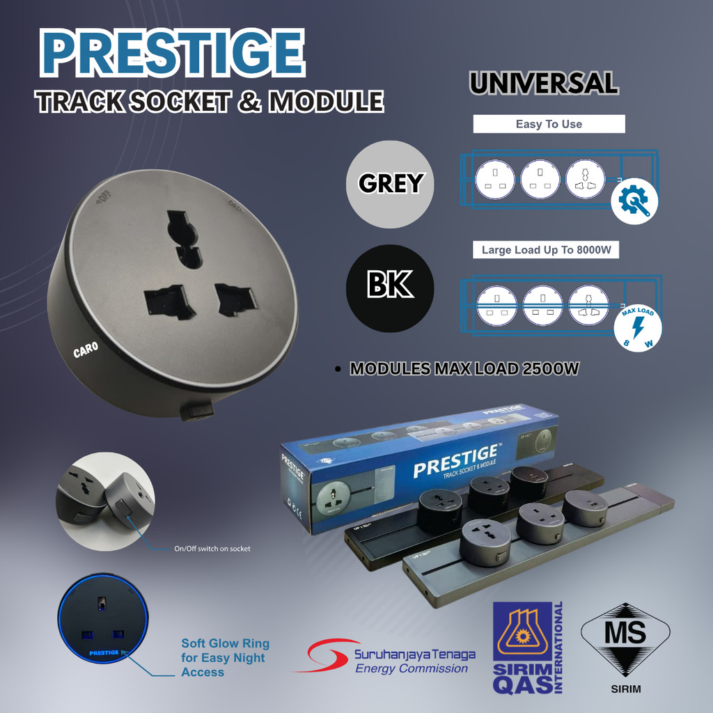 【SIRIM】13A Surface Power Track Socket Adapter | Universal Socket + USB ...