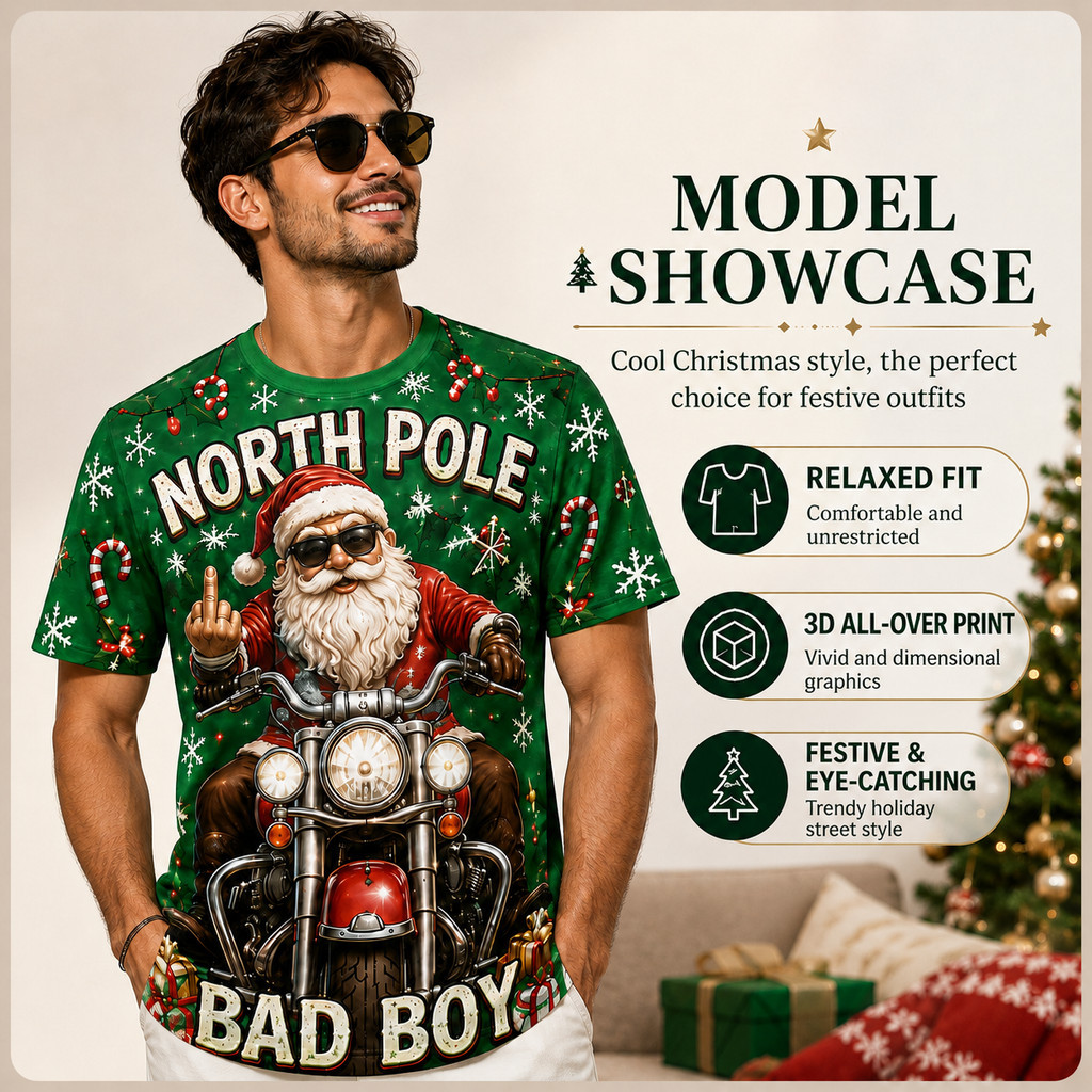 Christmas T Shirt Funny Santa Graphic Tee Unisex Plus Size Holiday ...