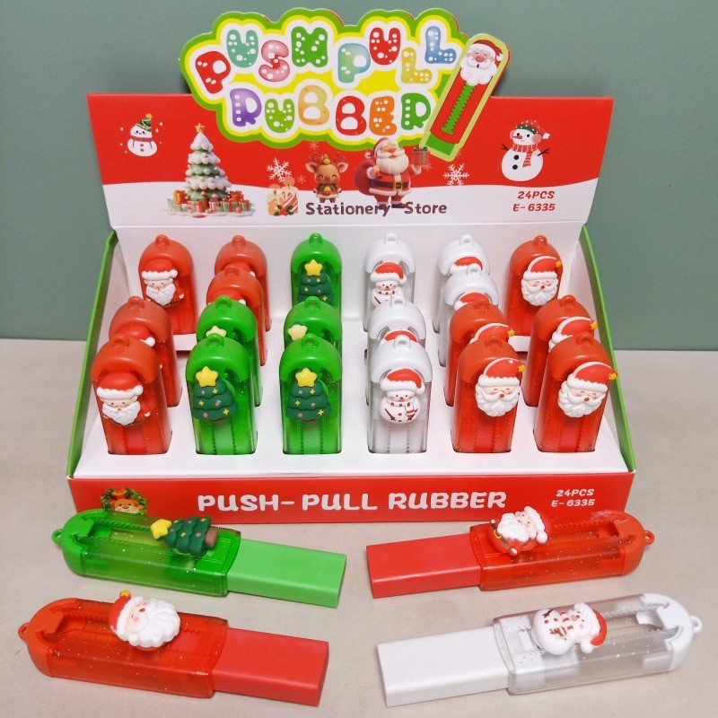 Christmas Cartoon Eraser Push Pull Rubber Clean Erasing No Dust ...