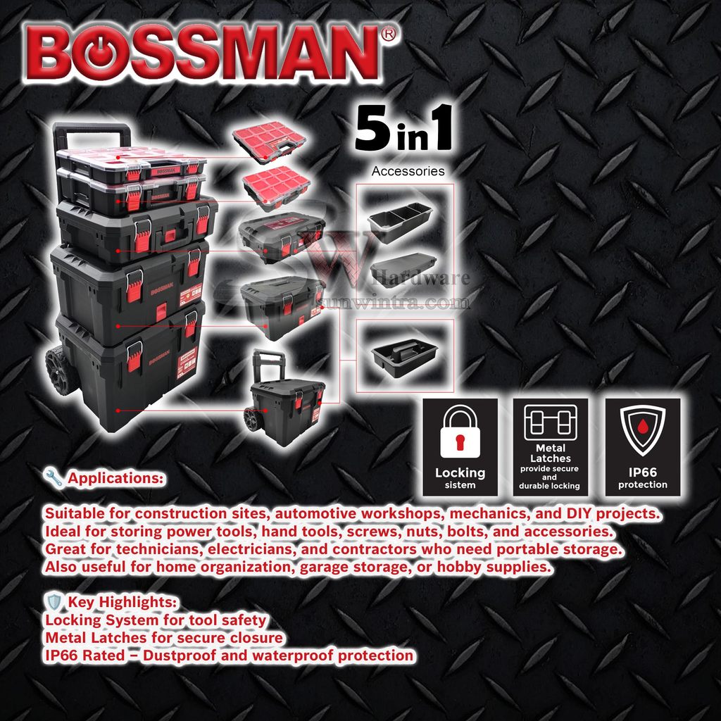 BOSSMAN HEAVY DUTY EASY STACK STORAGE BOX 5 IN 1 TOOL BOX HEAVY DUTY # ...