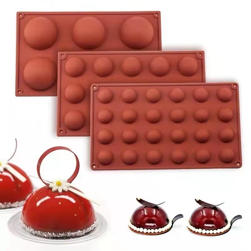 3D Ball Round Half Sphere Silicone Molds Chocolate Fondant Mold Cake ...