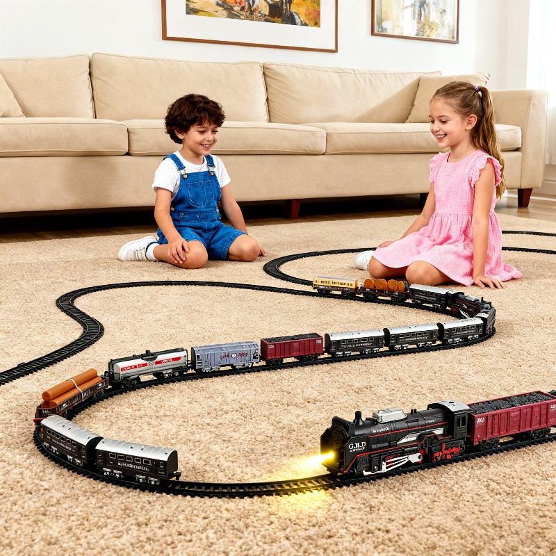 Simulated Electric Rail Train Set Kids Toy Simulated Headlights Classic ...