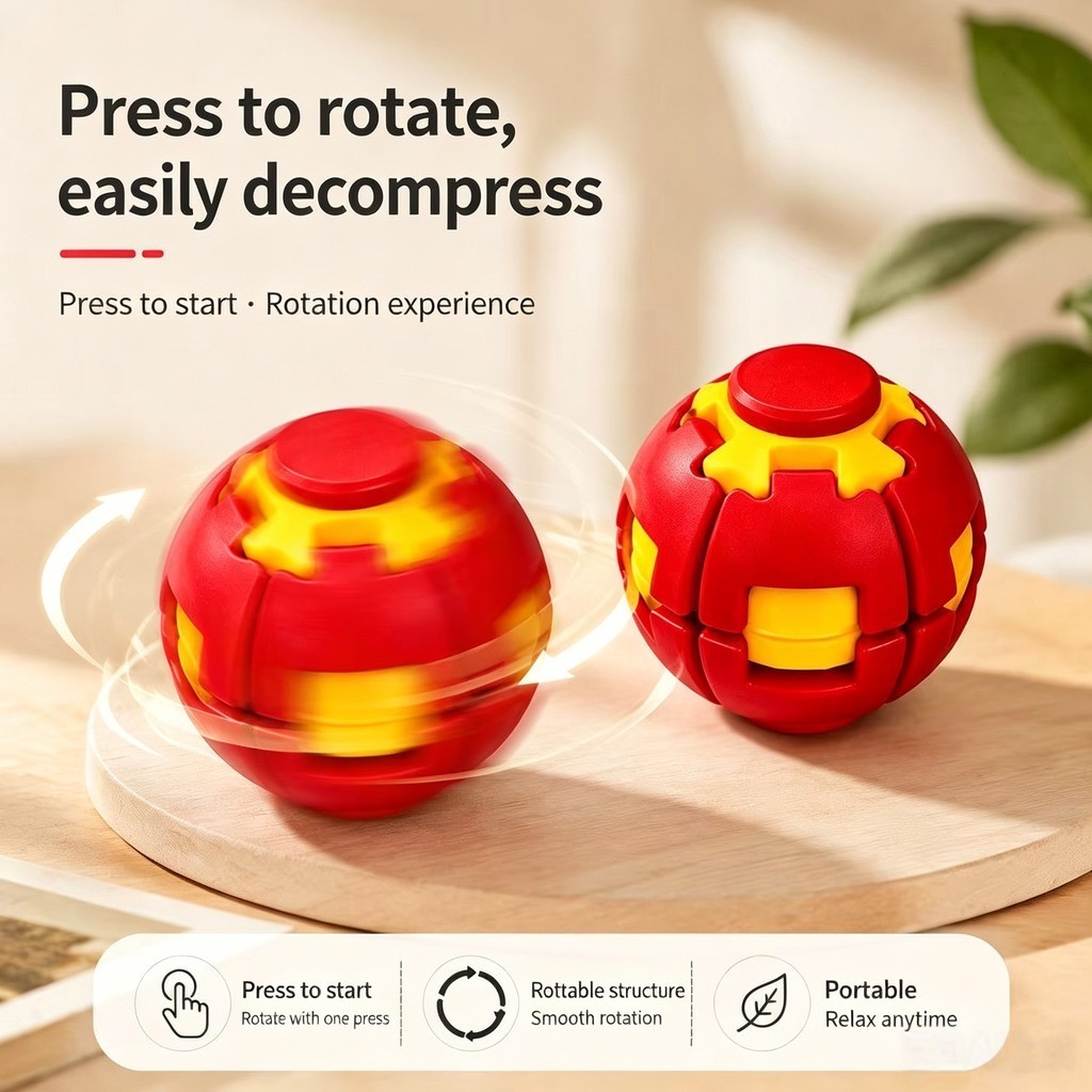 Ready Stock 3D Printed Press Rotating Gyro Ball Movable Fidget Spinner ...