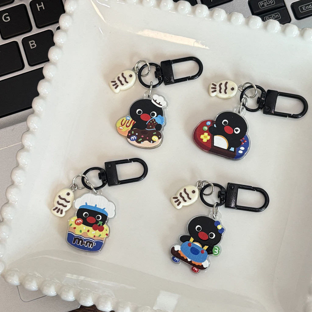 Pingu Penguin Little Fish Keychain Acrylic Double-Sided Pendant Cute ...