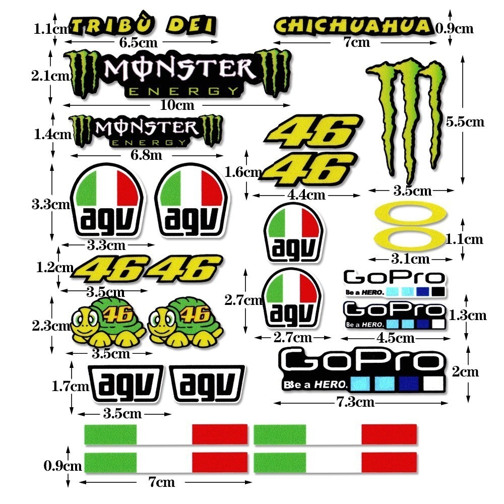 46 Rossi AGV Reflective Motorcycle Stickers Helmet Riding Motor Body ...
