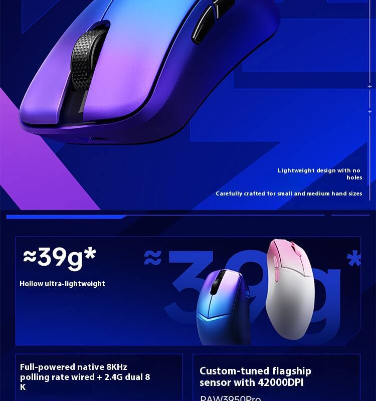 THUNDEROBOT MLX Ling 39g ultra lightweight gaming mouse, e-sports ...
