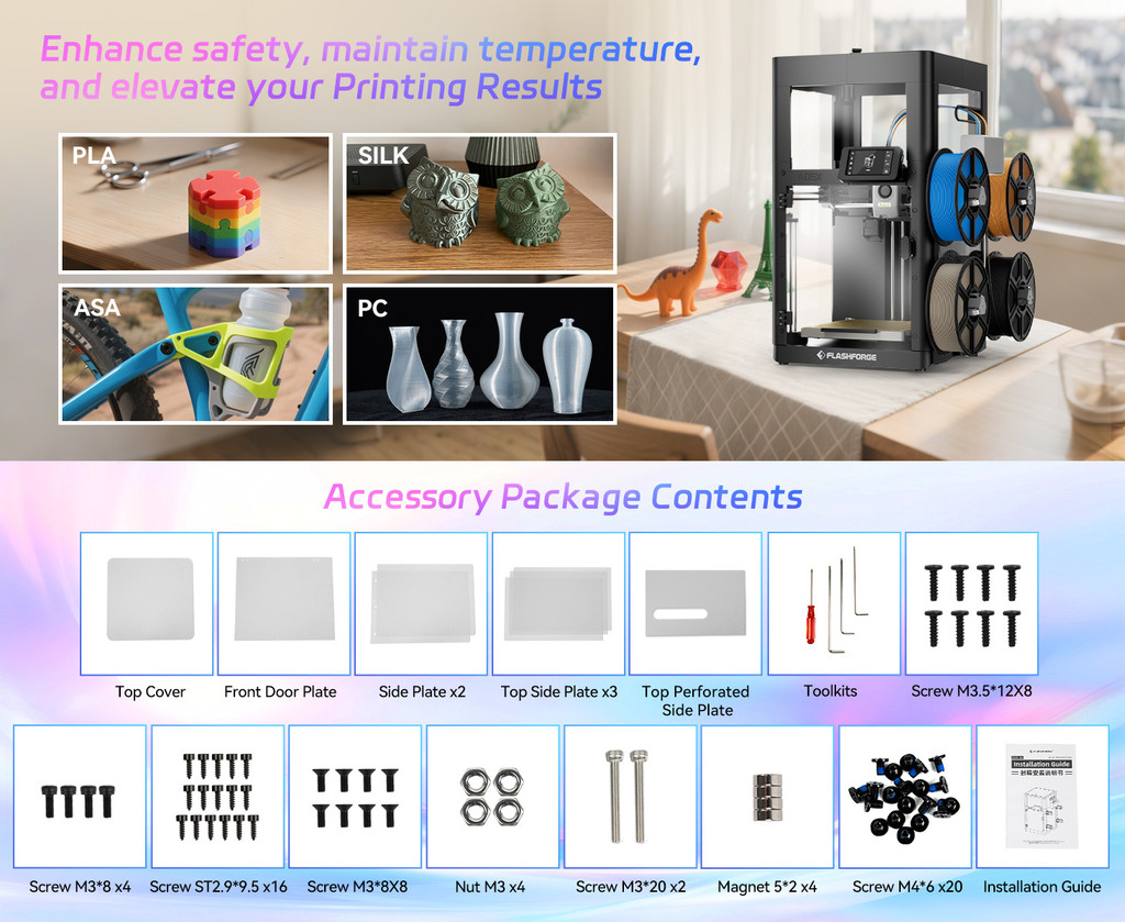 Flashforge AD5X Enclosure Kit for AD5X Enclosure Upgrade for 3D Printer ...