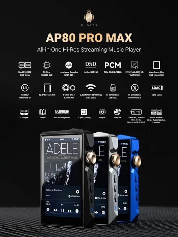 HIDIZS AP80 PRO MAX All-in-One Streaming HiFi Music MP3 Player Hi-Res ...