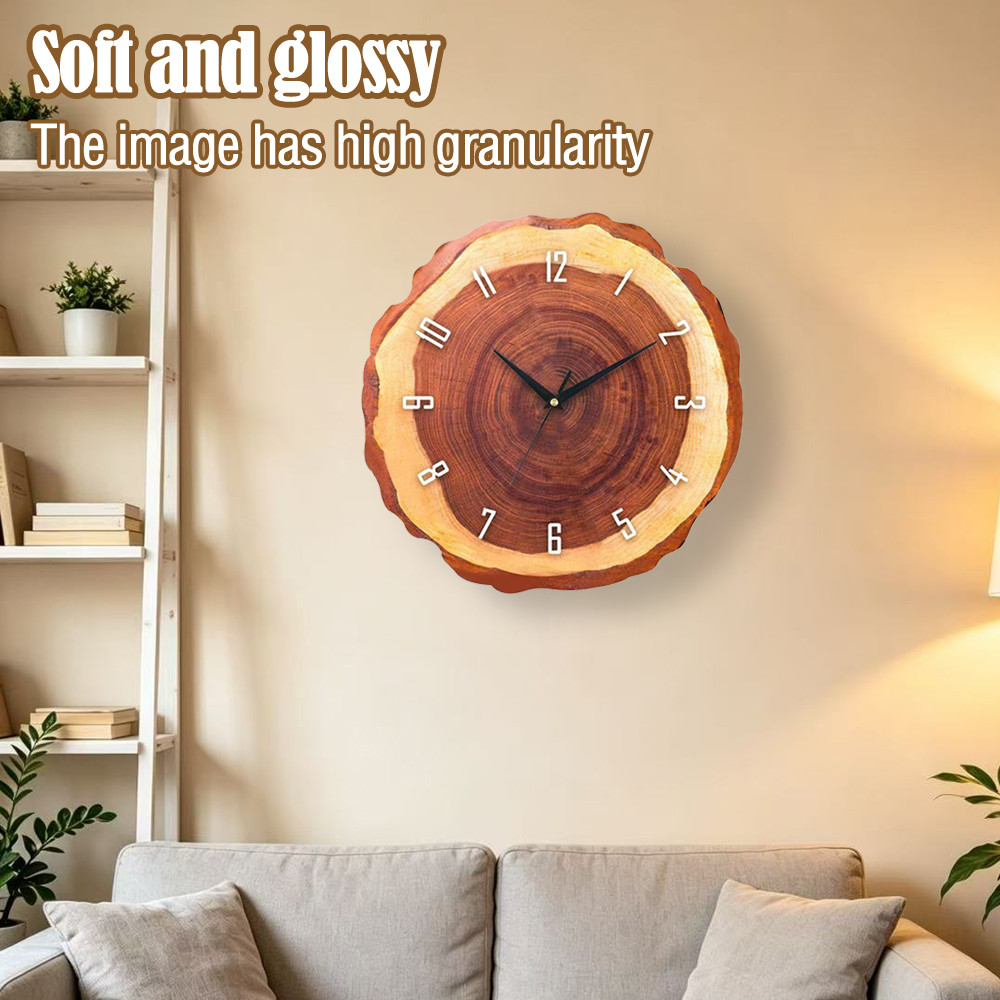 Silent Wall Hanging Clock Wooden Wall Desktop Pendulum Grain Living ...